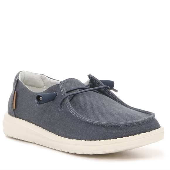 Hey Dude Womens Wendy Chambray Navy White Loafer Slip on shoes sz 9 - Picture 1 of 11